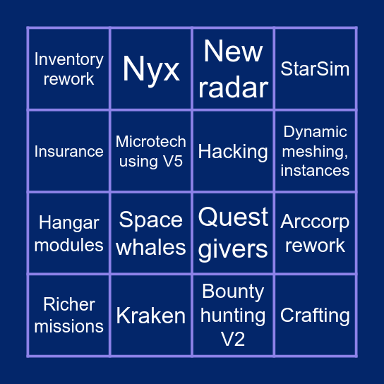 CitizenCon 2955 Bingo Card