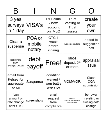 October Bingo Card