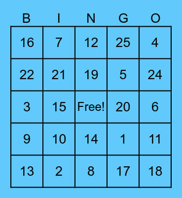 Addition Facts! Bingo Card