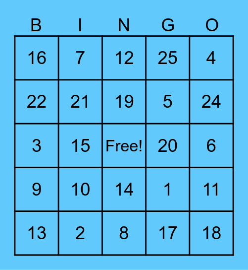 Addition Facts! Bingo Card