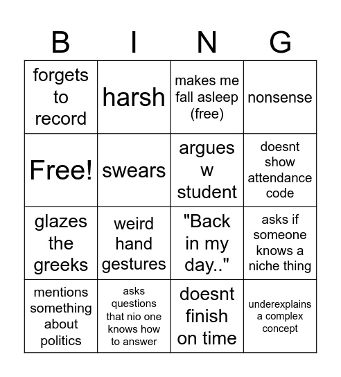 Colin Adams bingo Card