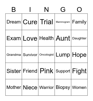 Pink Out Bingo Card