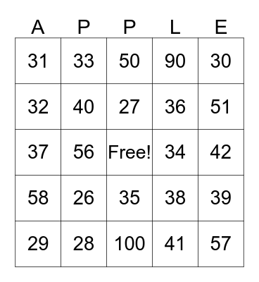 THANKSGIVING Bingo Card