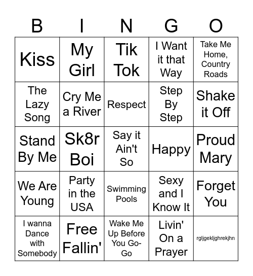 SING-ALONG Bingo Card