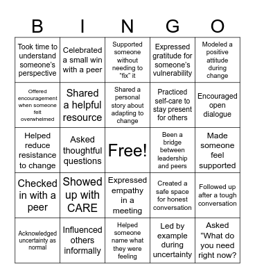 Change Ally BINGO Card