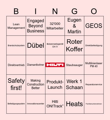 HILTI BINGO Card