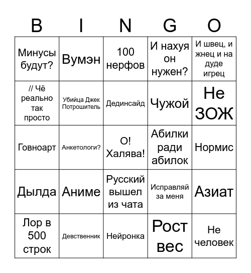 Анкетирование V1.2 Bingo Card