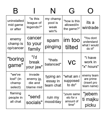 Cadizz Bingo Card