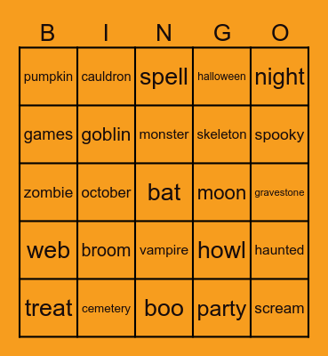 Halloween Bingo Card