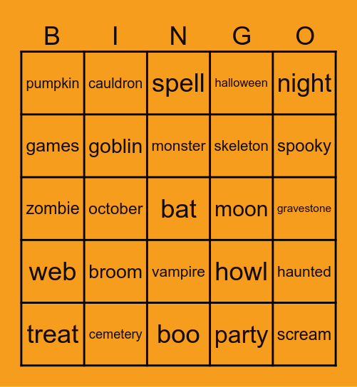 Halloween Bingo Card