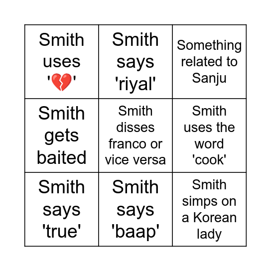 KingSmith Bingo Card