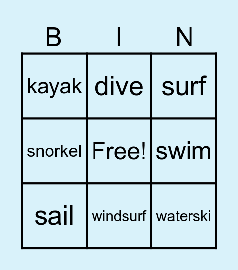 What are they doing? Bingo Card