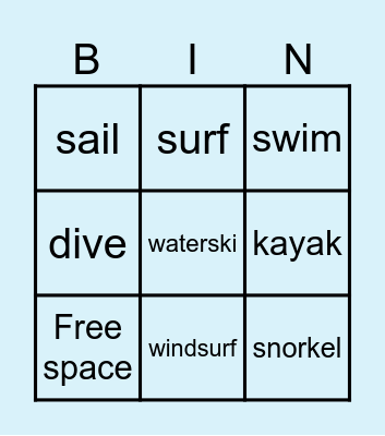 What are they doing? Bingo Card