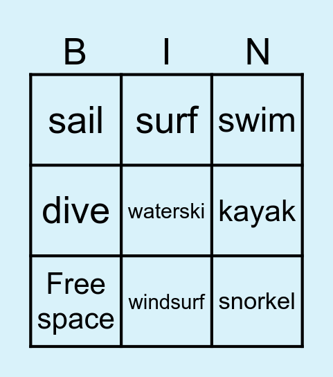 What are they doing? Bingo Card