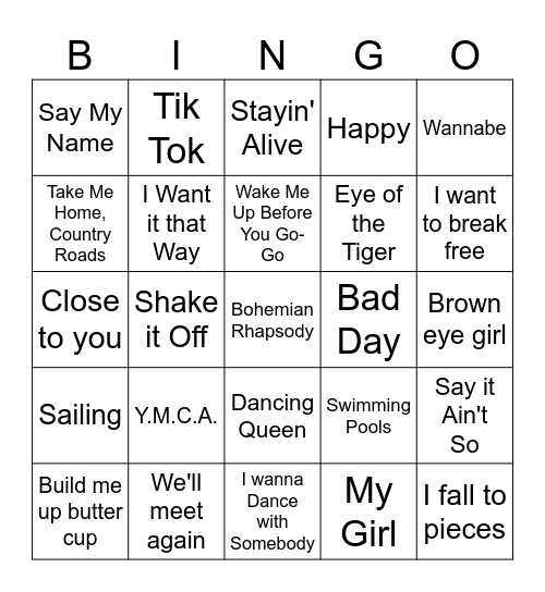 SING-ALONG Bingo Card