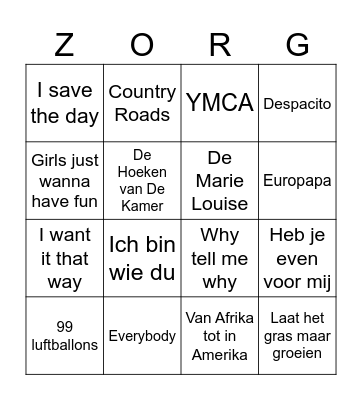 Foute Bingo - ZORG TIELT Bingo Card