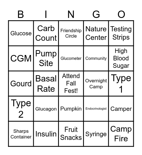 Camp Hamwi Fall Fest Bingo Card