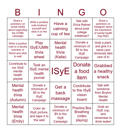 Give to the Max Day Bingo! Bingo Card