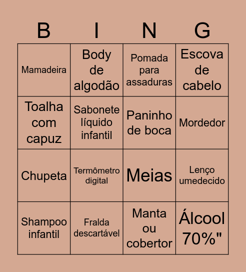 CHÁ DE BEBÊ Bingo Card