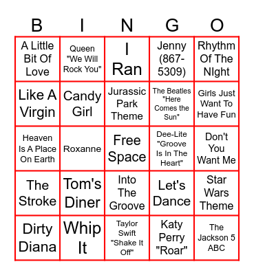 MUSIC! MUSIC! MUSIC! Bingo Card
