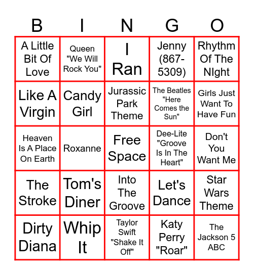 MUSIC! MUSIC! MUSIC! Bingo Card