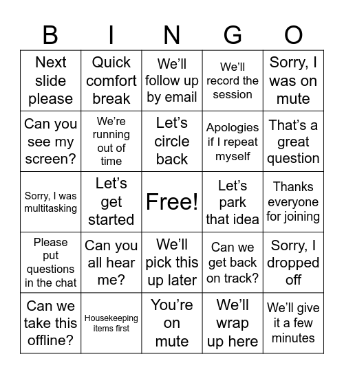Office bingo Card