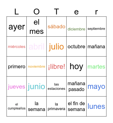 El Calendario Bingo Card