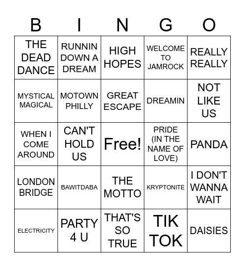 10/2- Round One Bingo Card