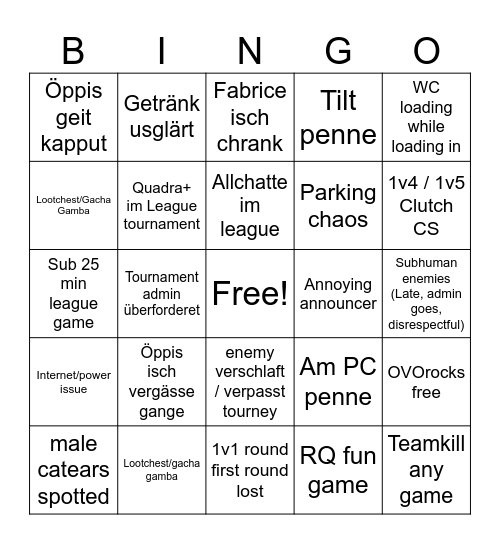 UIÖ Bingo/Bongo Bingo Card