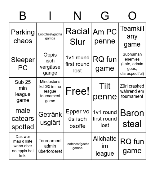 UIÖ Bingo/Bongo Bingo Card