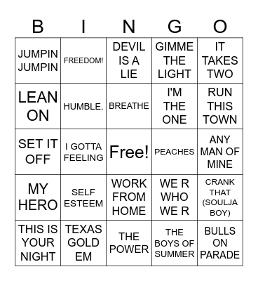 10/2- Round Two Bingo Card