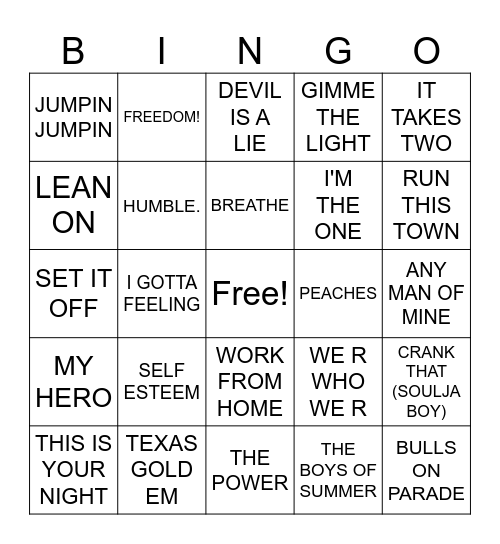 10/2- Round Two Bingo Card