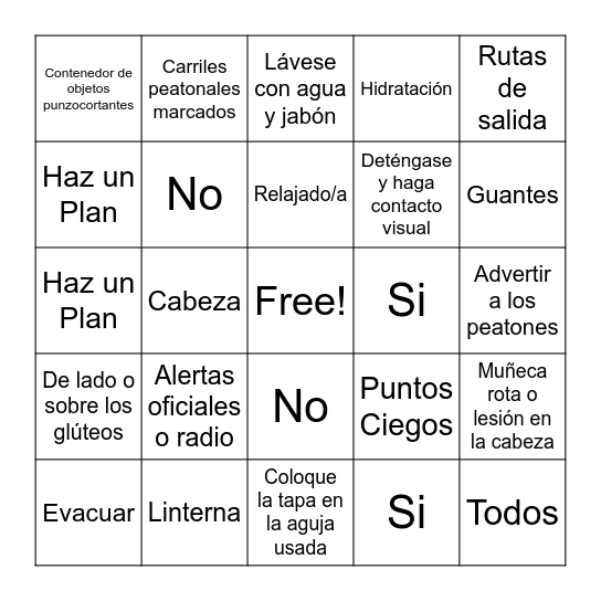 Bingo de Seguridad Bingo Card