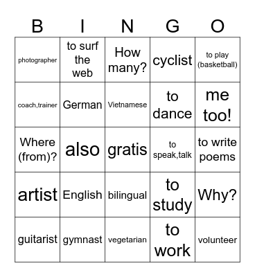 Entre culturas 1 Bingo Card