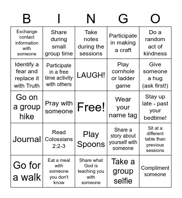 DABC Ladies Retreat '25 Bingo Card