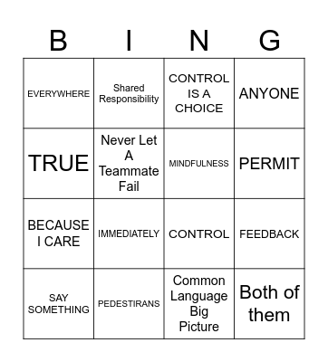 SAFETY DAY Bingo Card