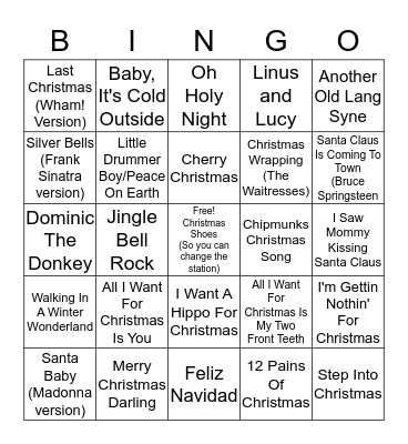 Christmas Song Bingo! Bingo Card