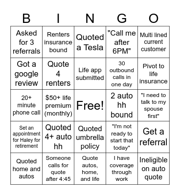 HRSF Fall Bingo Card