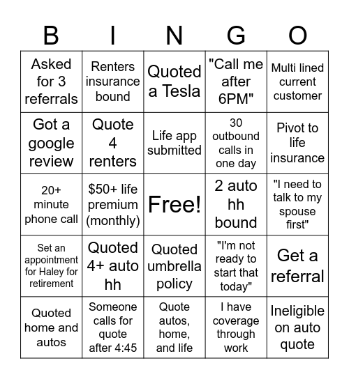 HRSF Fall Bingo Card