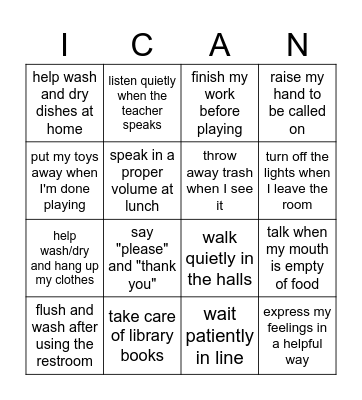 ResponsiBINGO! Bingo Card