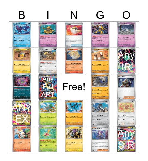 Mega Evolutions Bingo Card