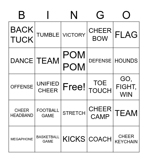 Unified Cheer Bingo Card