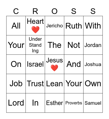 Joshua Bingo Card