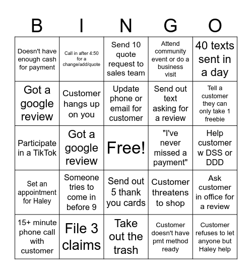 HRSF Fall Bingo Card