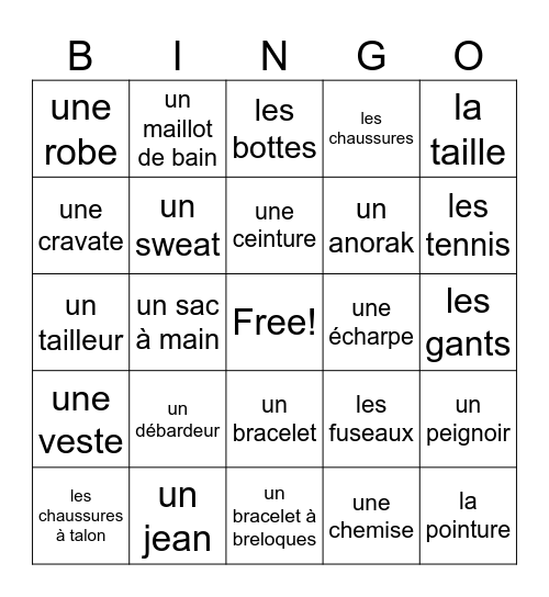 Les Vêtements Stipes Bingo Card