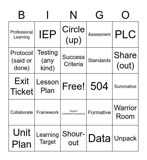 Meeting Bingo Card