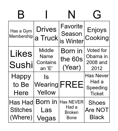 THANKSGIVING FAMILY BINGO Card