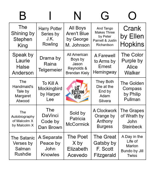 Banned Books Bingo Card