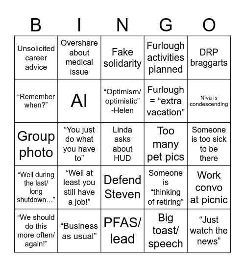 ARD Picnic Bingo Card