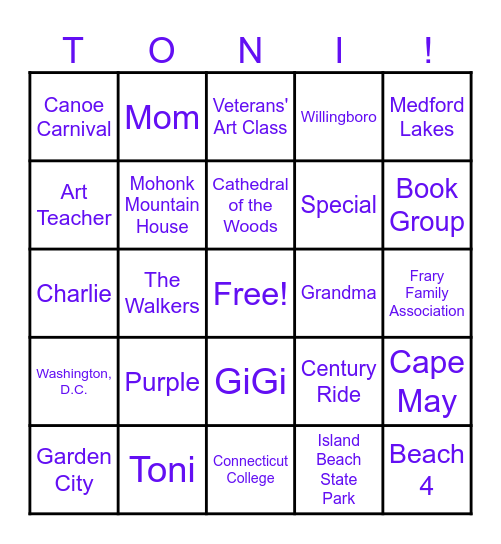 90th Birthday Bingo Card